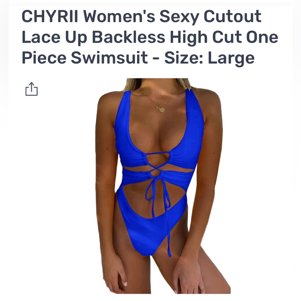Large Royal Blue Sexy Cut One Piece